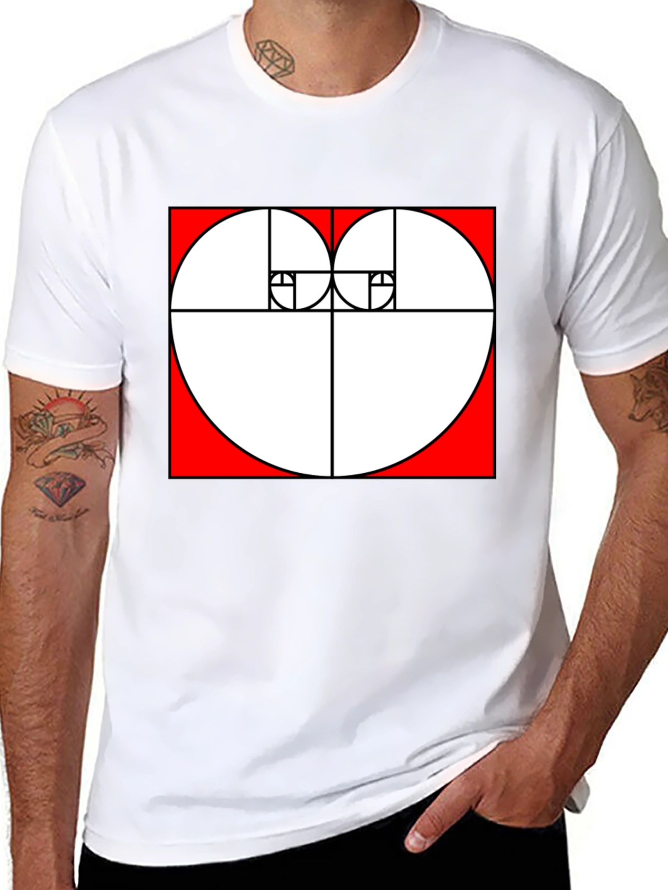 Geometric Heart Ratio Black Tee