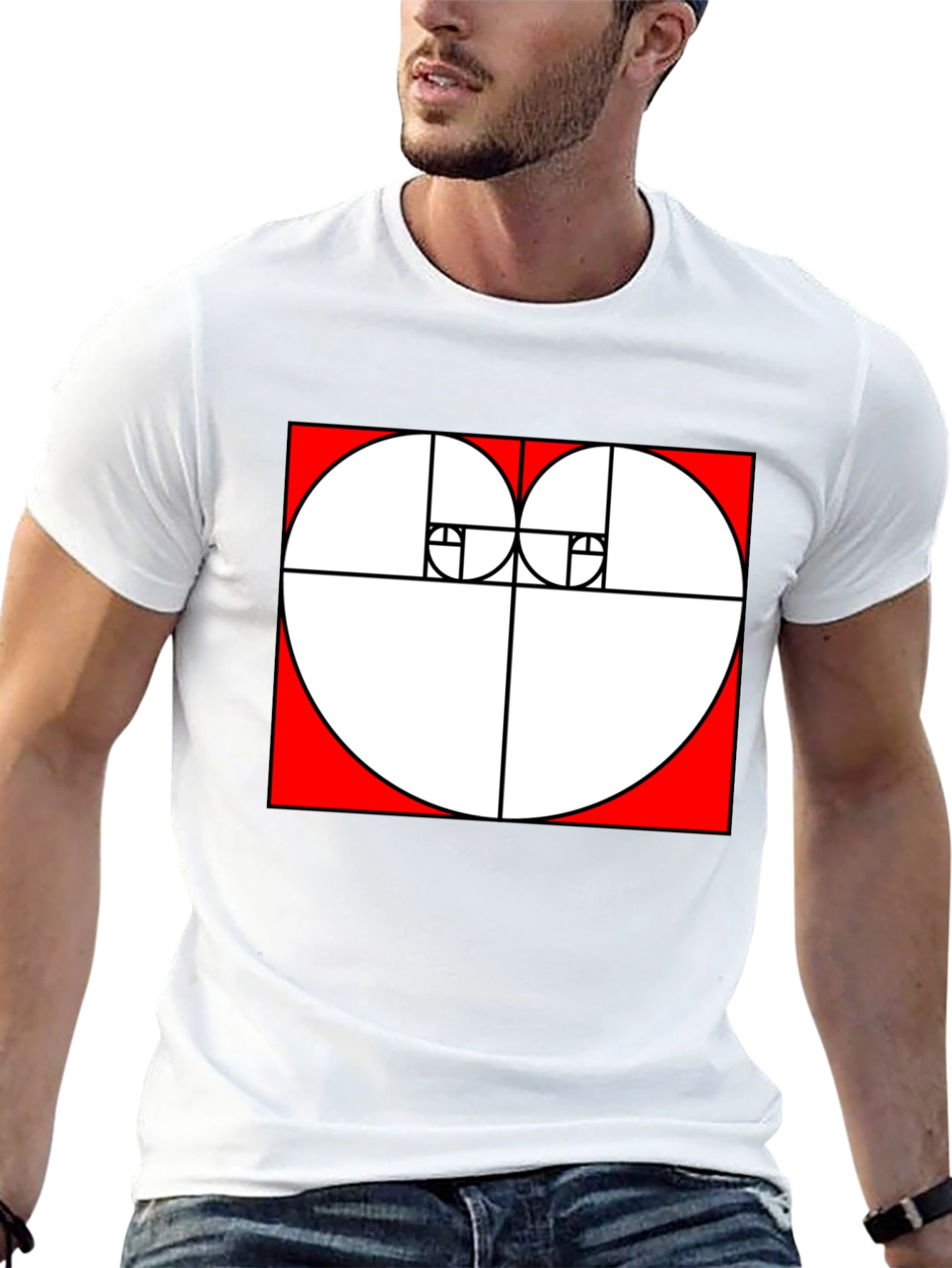 Geometric Heart Ratio Black Tee