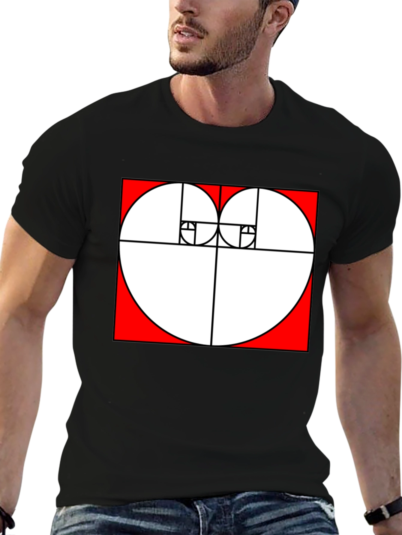 Geometric Heart Ratio Black Tee