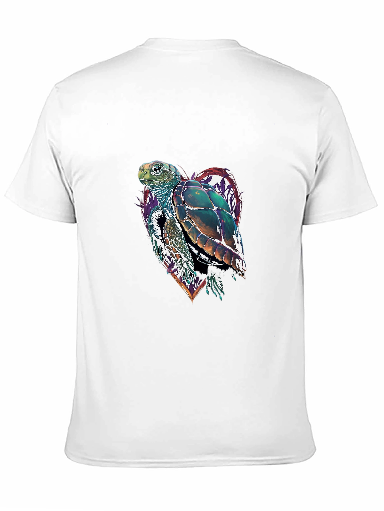 Sea Turtle Heart Graphic Tee - Black Cotton Blend