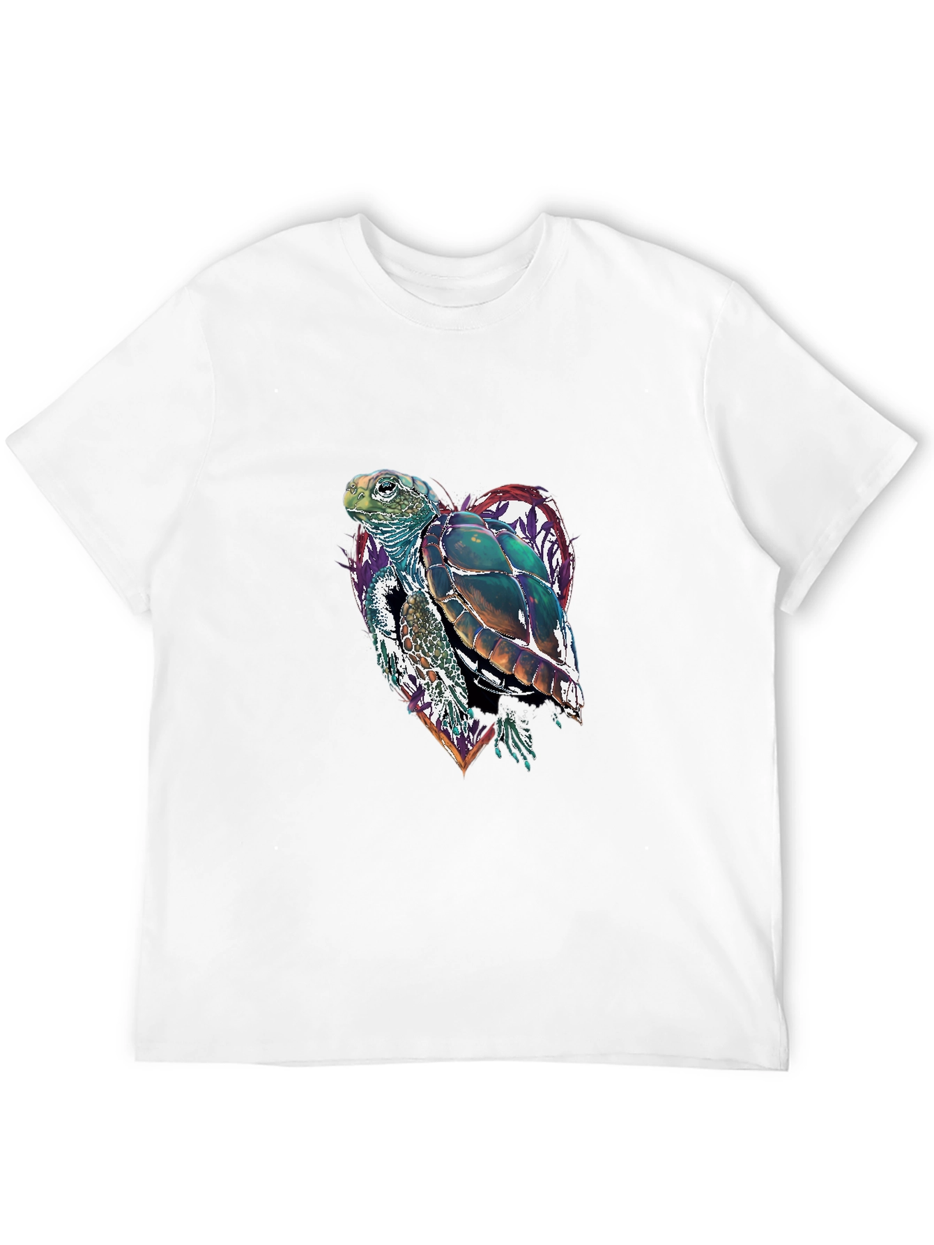 Sea Turtle Heart Graphic Tee - Black Cotton Blend