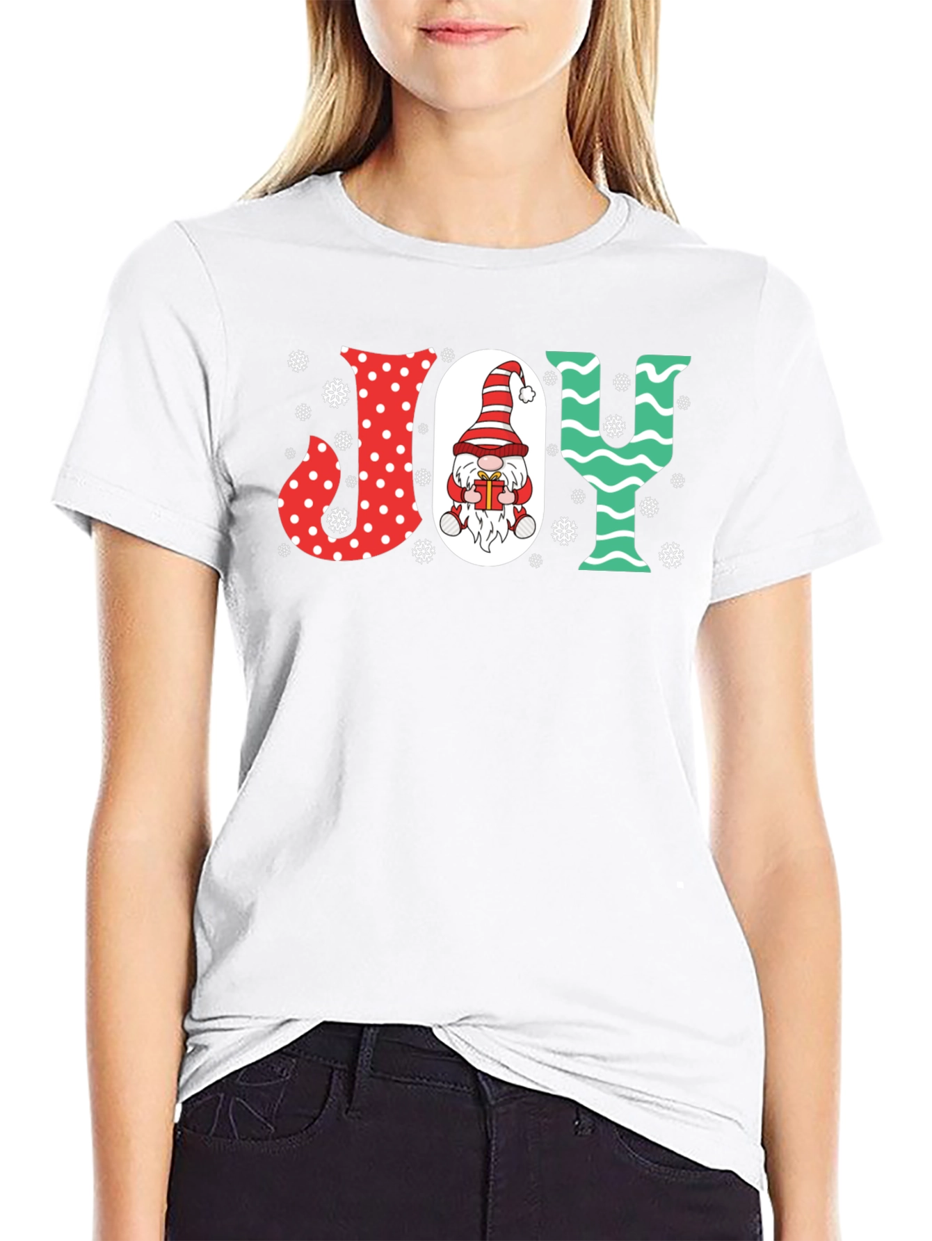 Festive JOY Christmas Gnome Graphic Tee