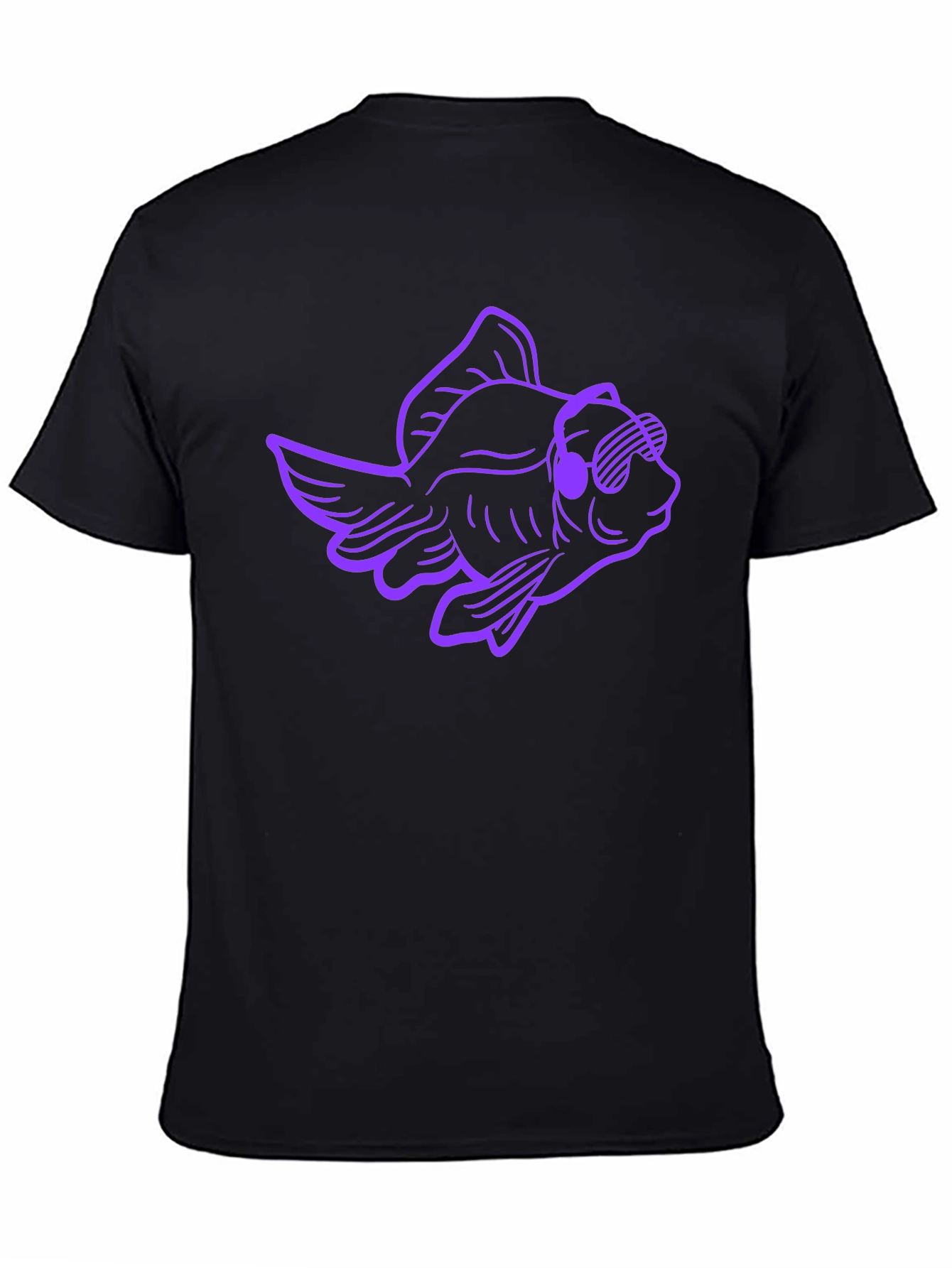 Cool Fish Graphic Tee - Black Cotton T-Shirt