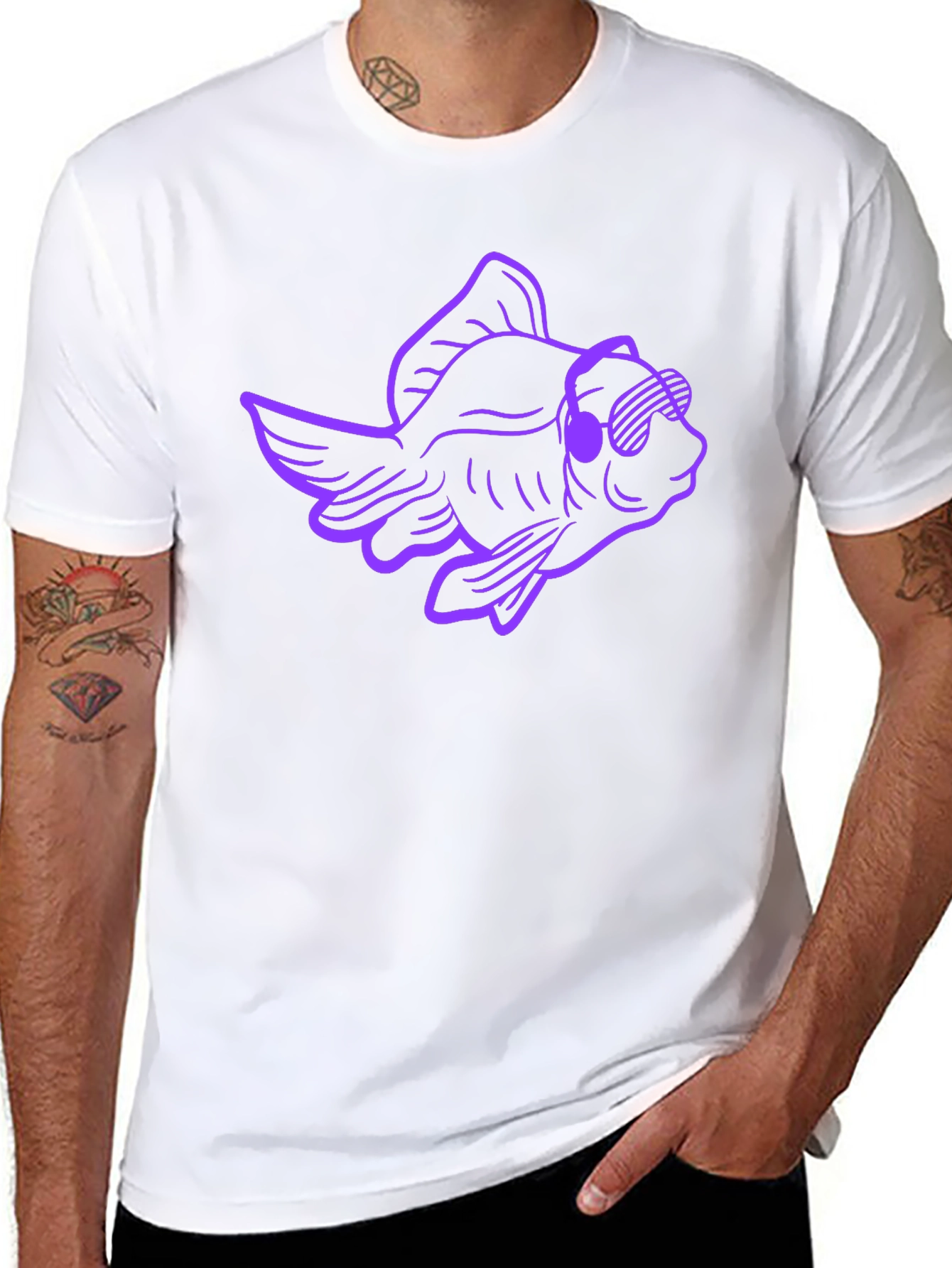 Cool Fish Graphic Tee - Black Cotton T-Shirt