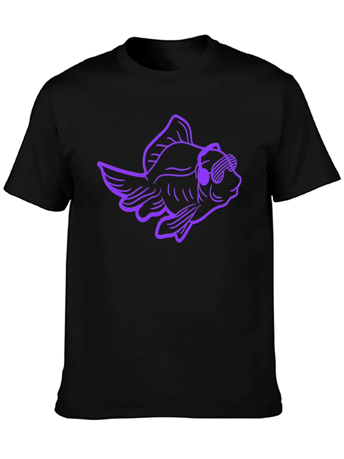Cool Fish Graphic Tee - Black Cotton T-Shirt