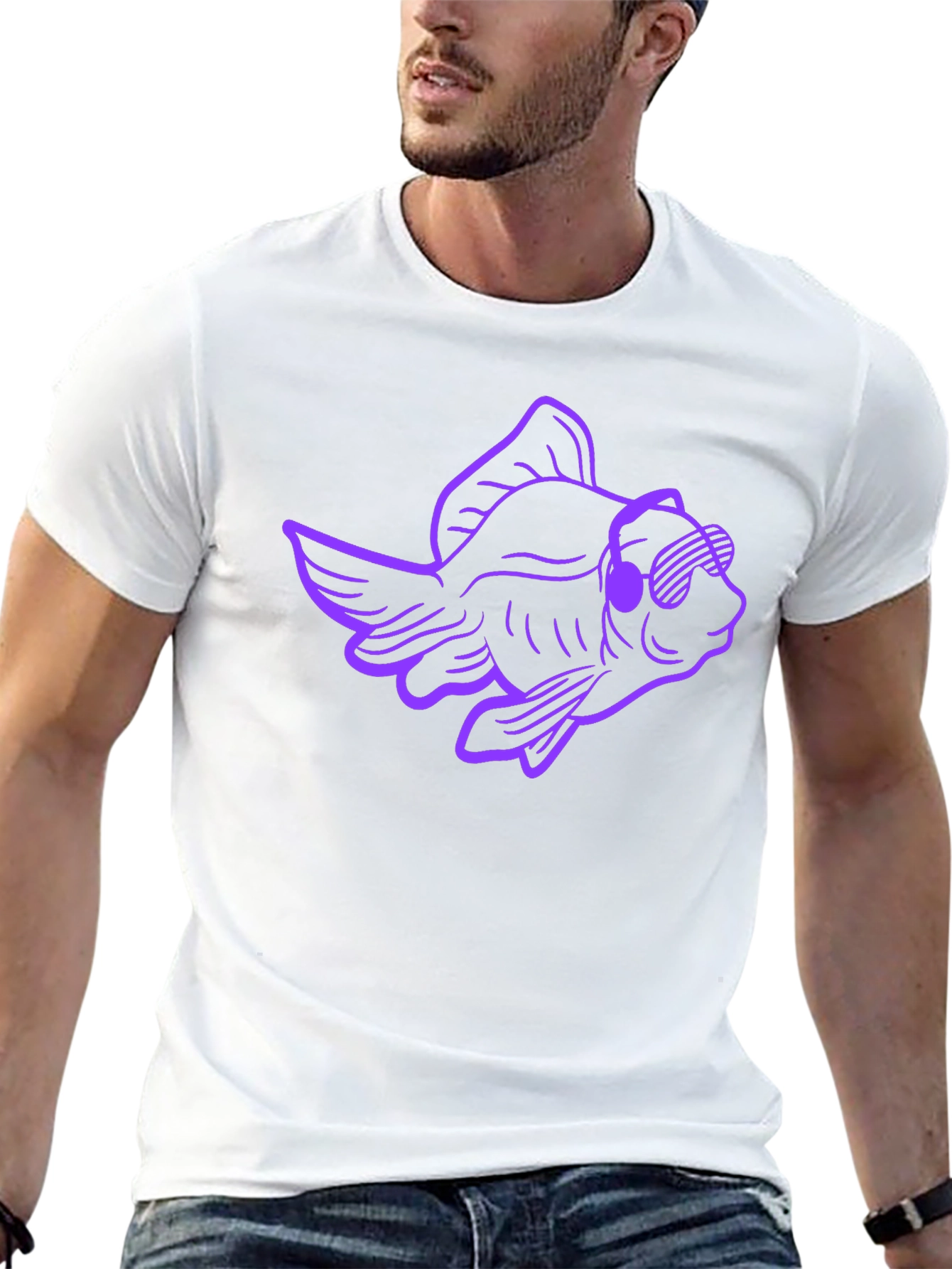 Cool Fish Graphic Tee - Black Cotton T-Shirt