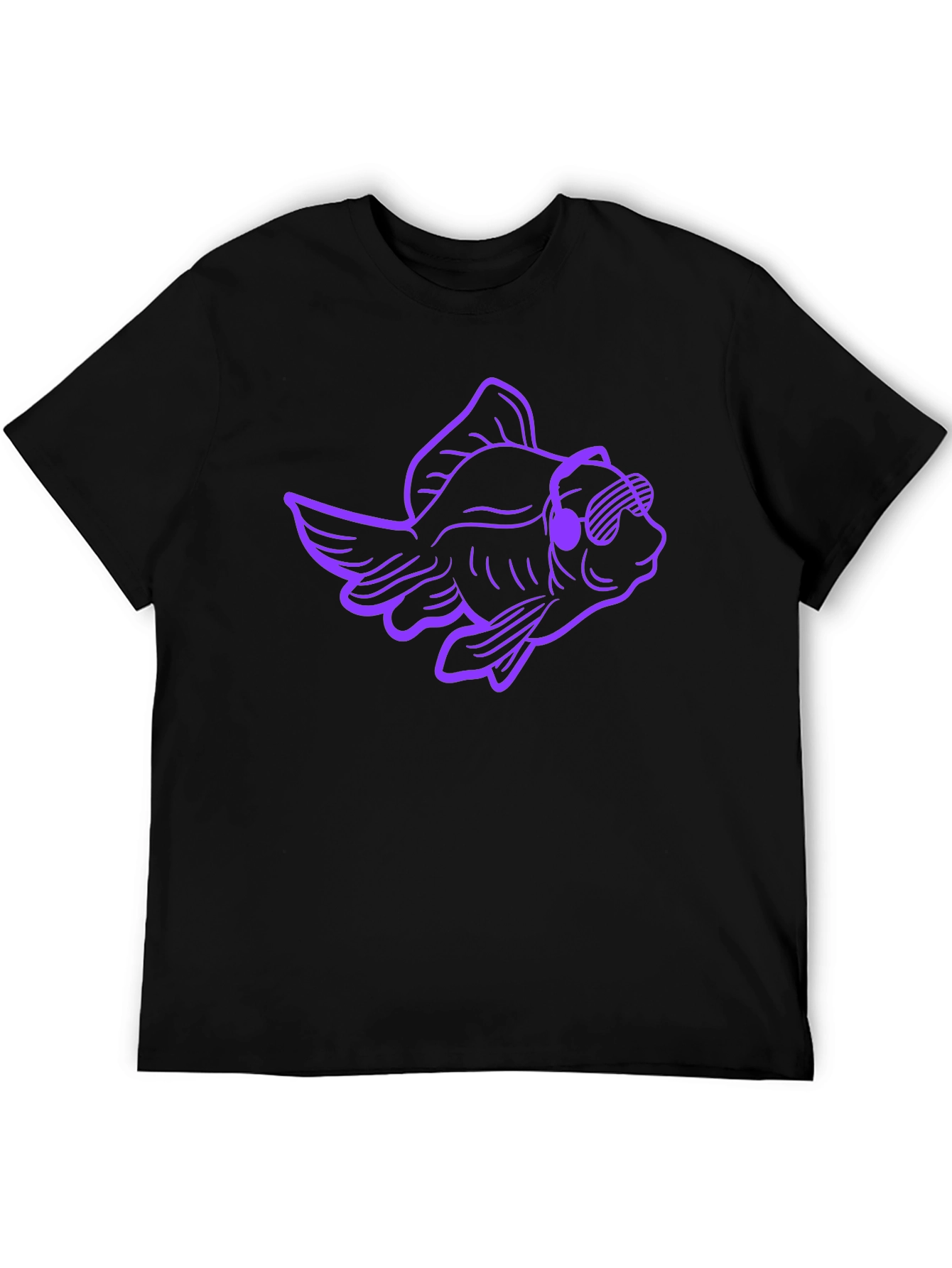Cool Fish Graphic Tee - Black Cotton T-Shirt