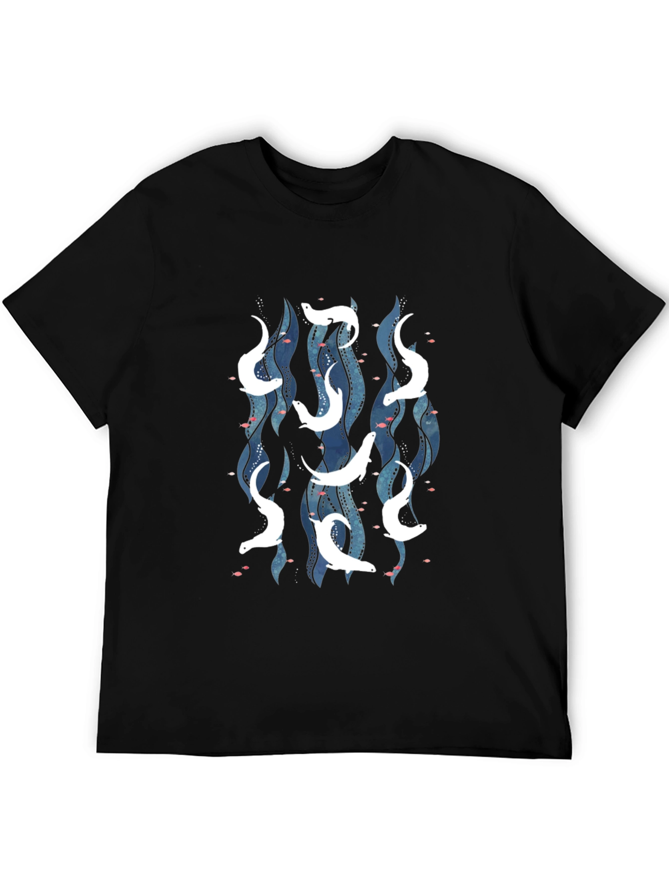 Sea Otter Pattern T-Shirt - Black