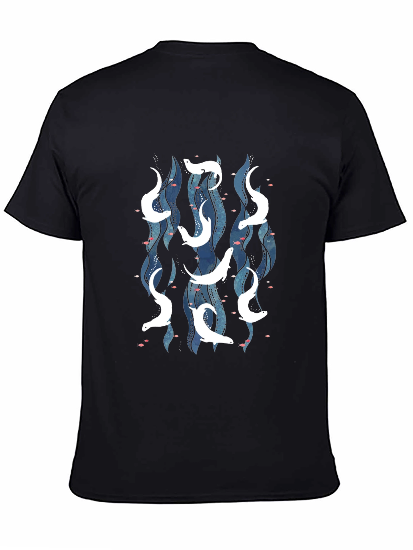 Sea Otter Pattern T-Shirt - Black