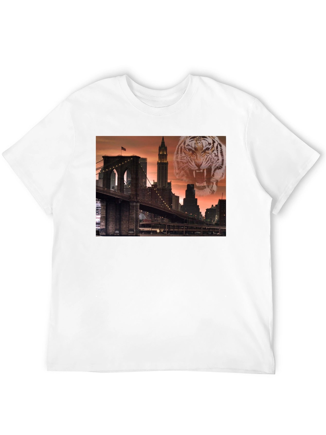 Brooklyn Bridge & Tiger Graphic Black T-Shirt