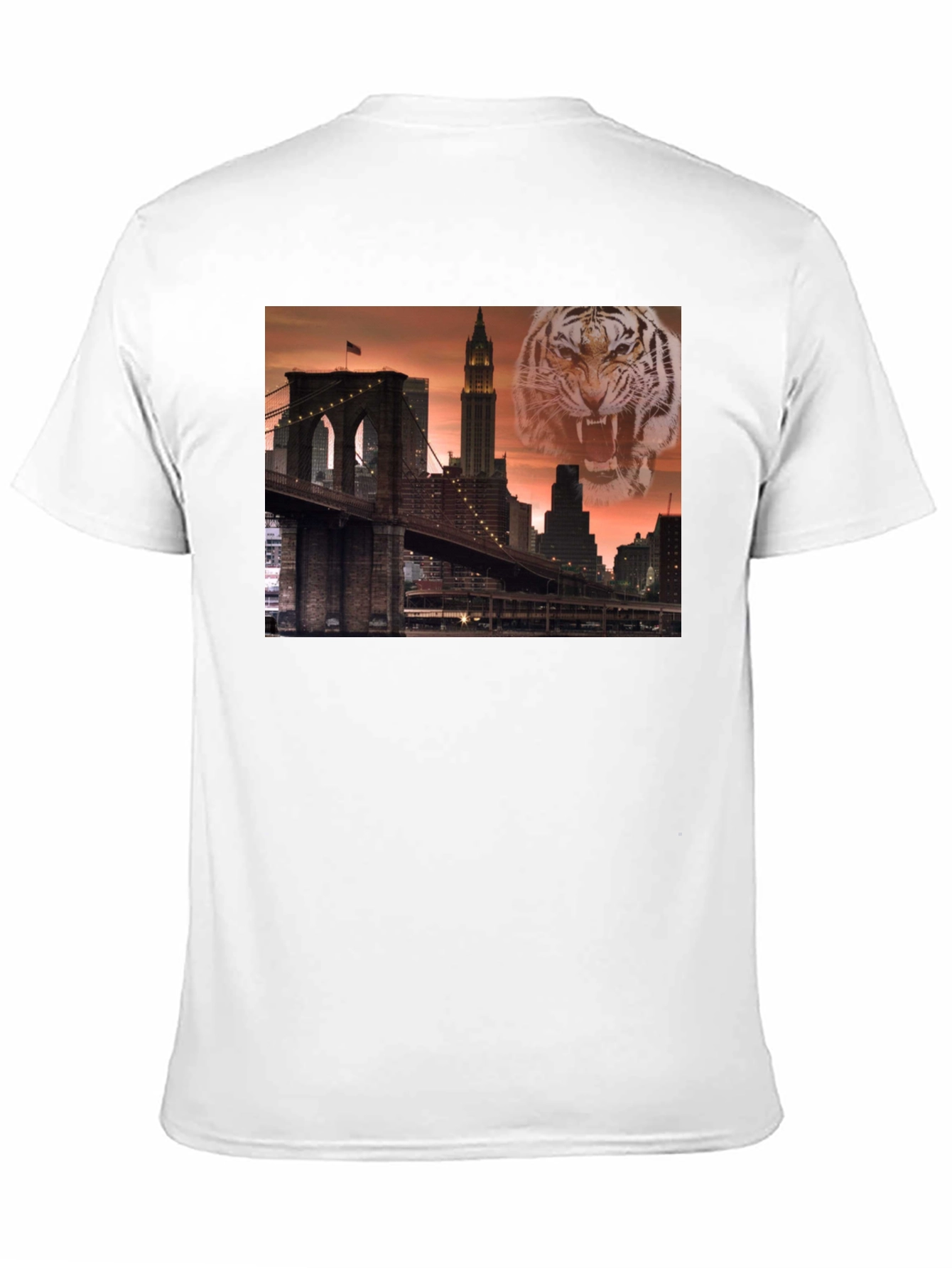 Brooklyn Bridge & Tiger Graphic Black T-Shirt