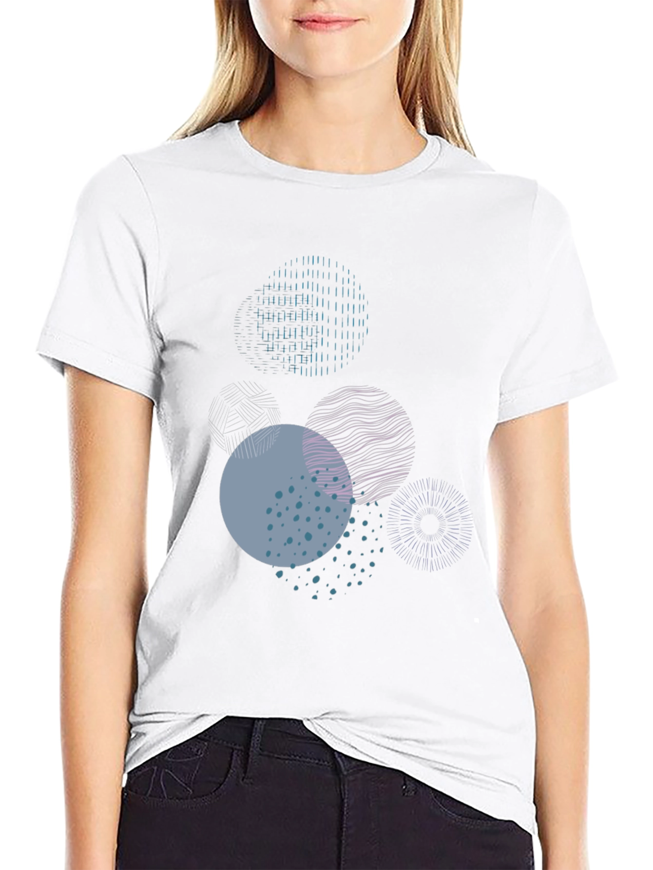 Abstract Circle Graphic Tee - Modern Casual Wear