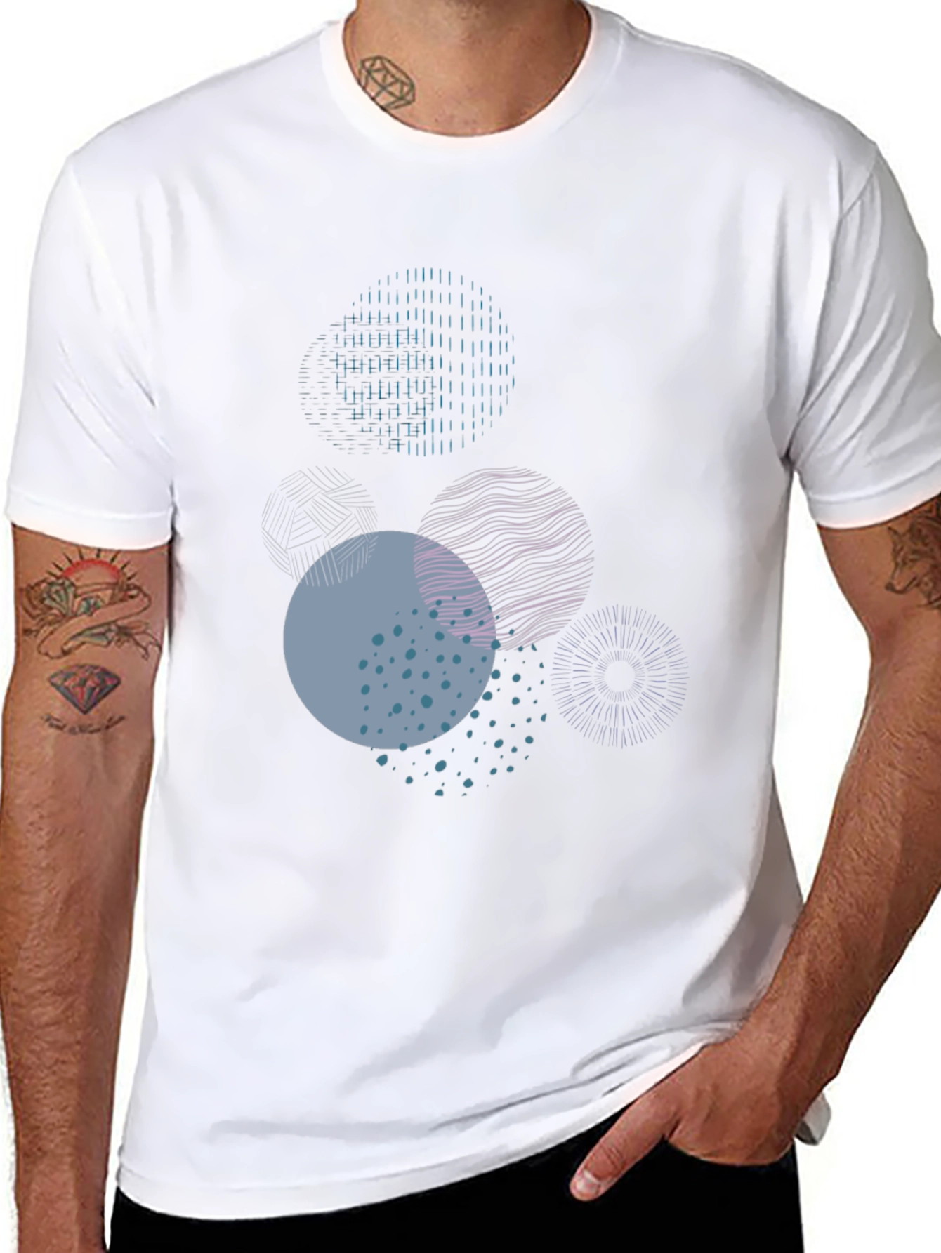 Abstract Circle Graphic Tee - Modern Casual Wear