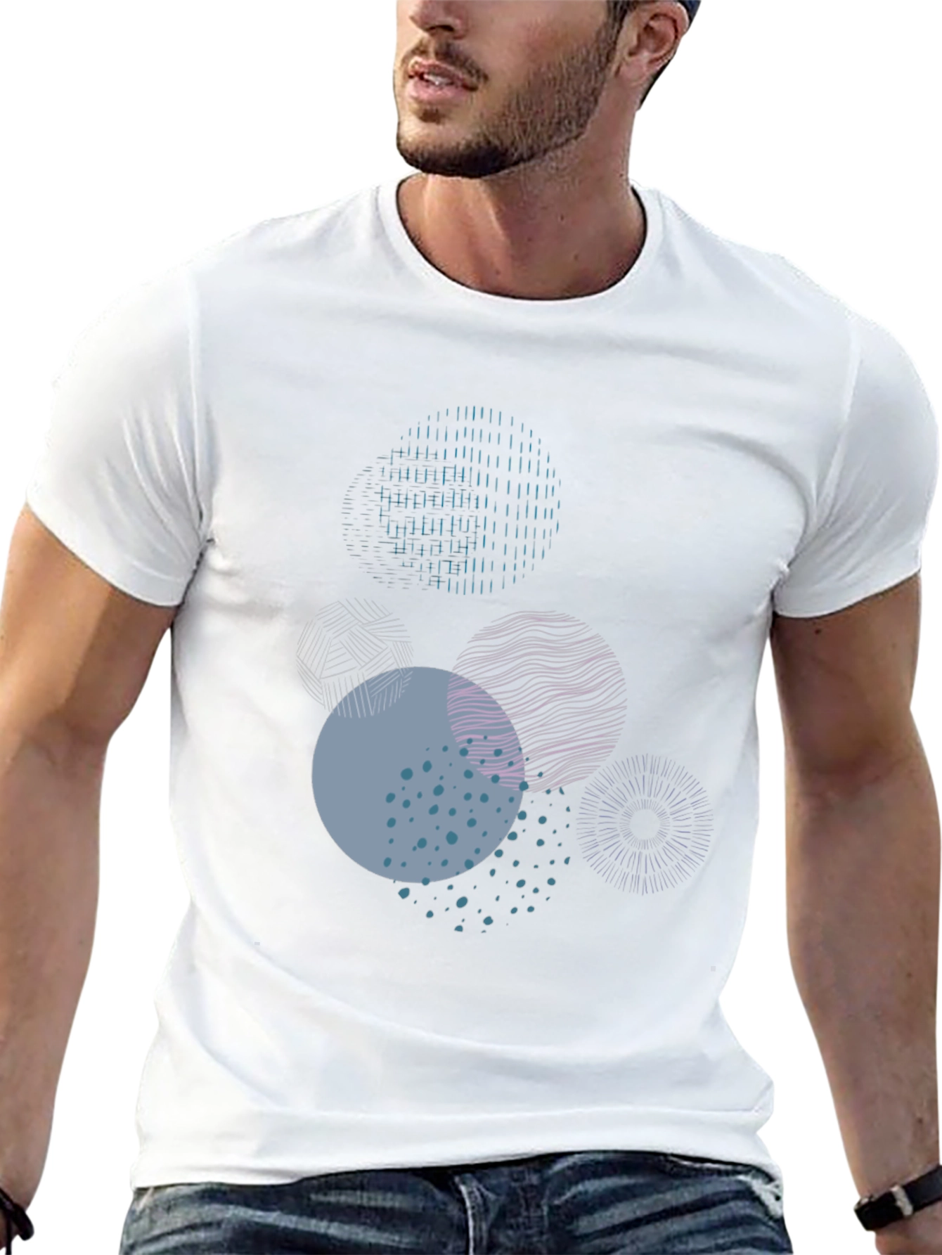 Abstract Circle Graphic Tee - Modern Casual Wear