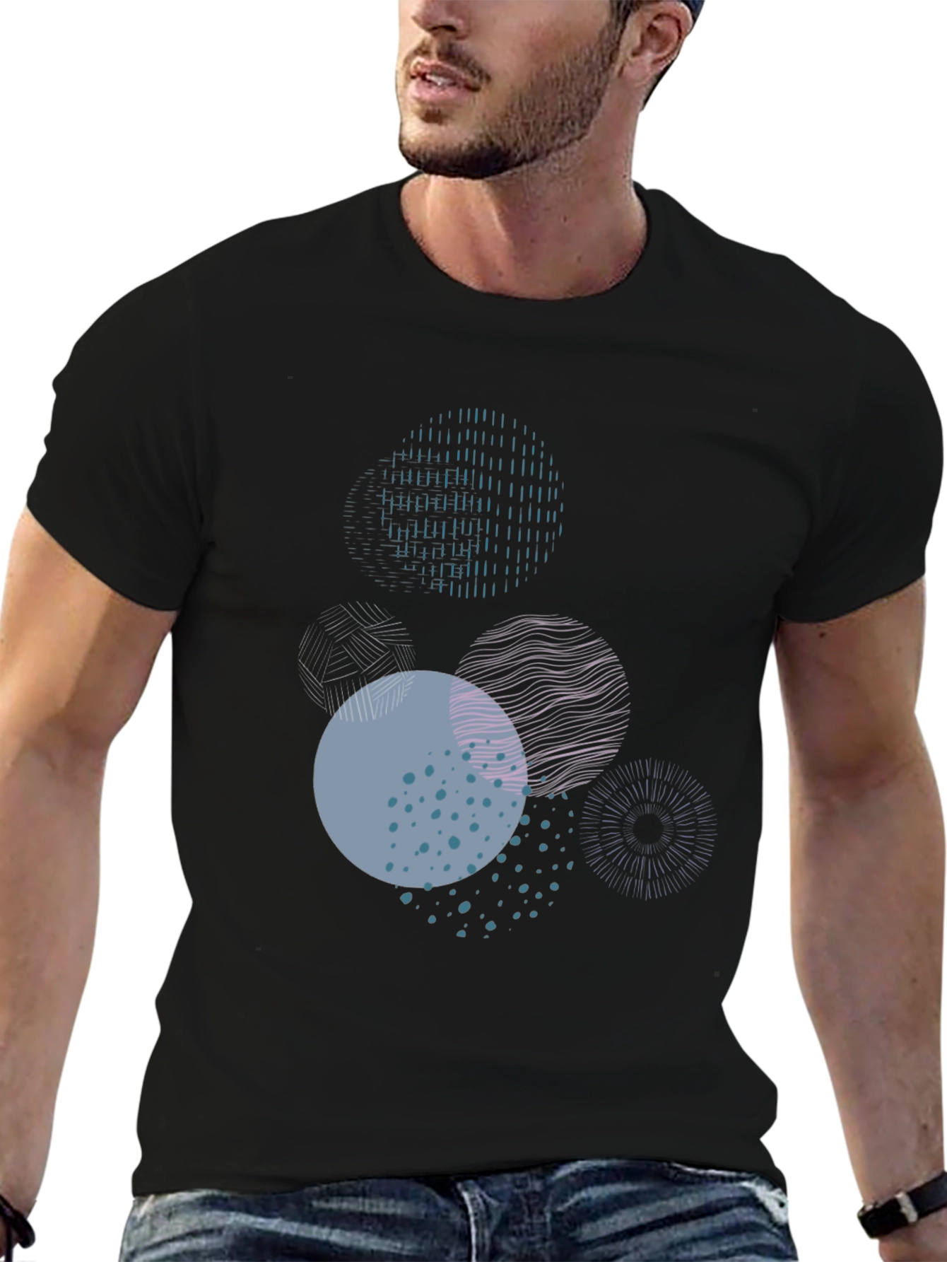Abstract Circle Graphic Tee - Modern Casual Wear