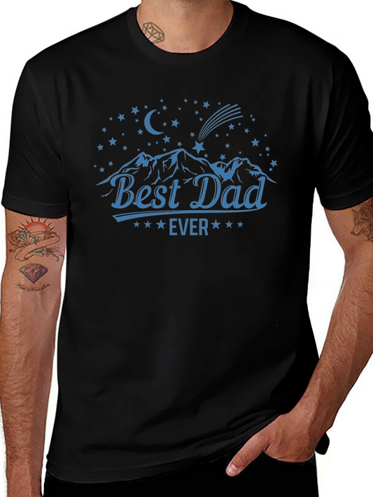 Best Dad Ever T-Shirt - Mountain & Stars Graphic Tee