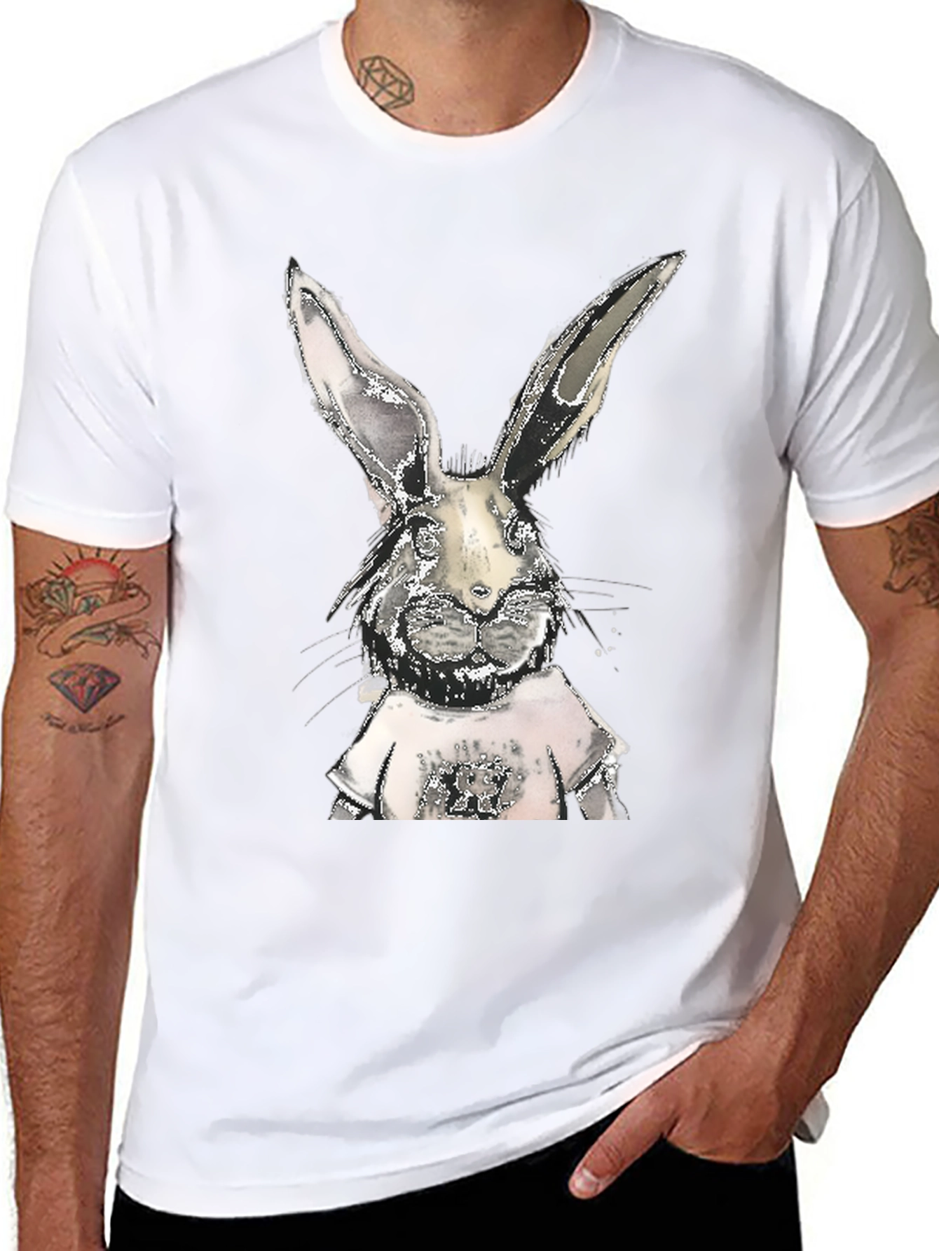 Cool Rabbit Graphic Tee - Black Cotton T-Shirt