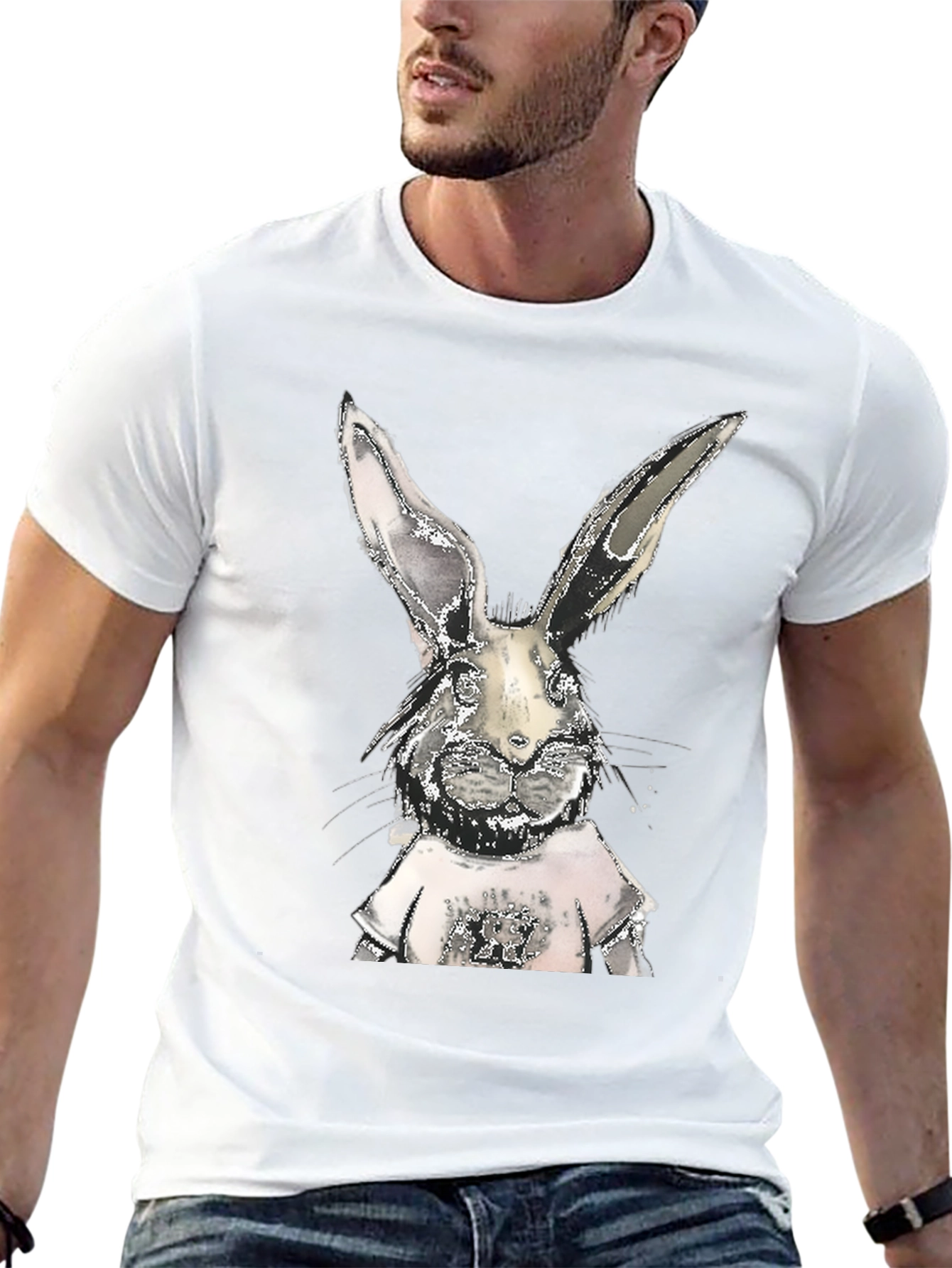 Cool Rabbit Graphic Tee - Black Cotton T-Shirt