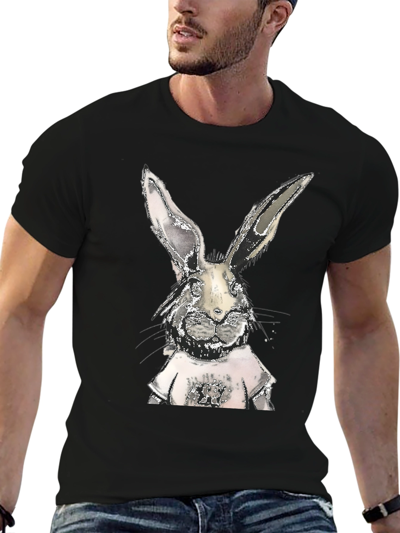 Cool Rabbit Graphic Tee - Black Cotton T-Shirt