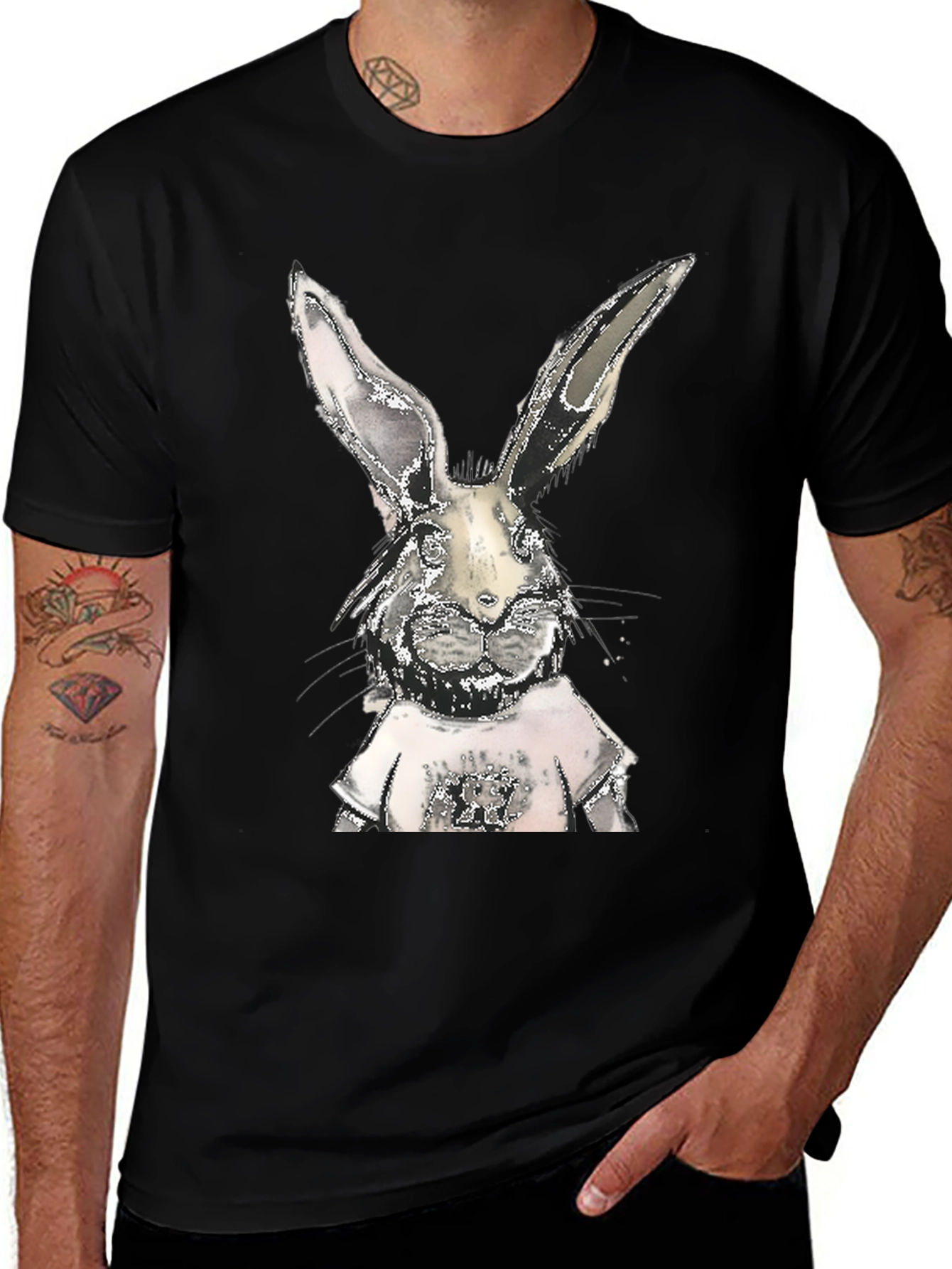 Cool Rabbit Graphic Tee - Black Cotton T-Shirt