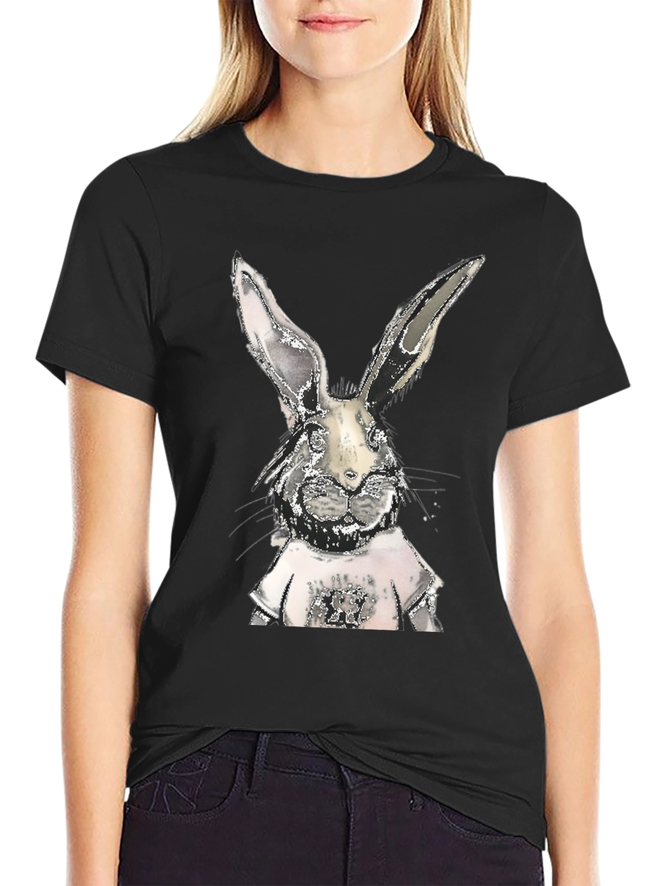 Cool Rabbit Graphic Tee - Black Cotton T-Shirt