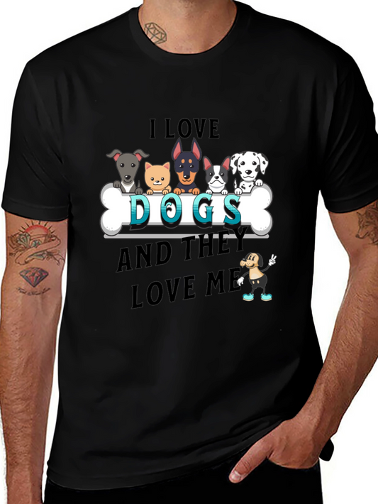 I Love Dogs T-Shirt - Cute Cartoon Dog Design