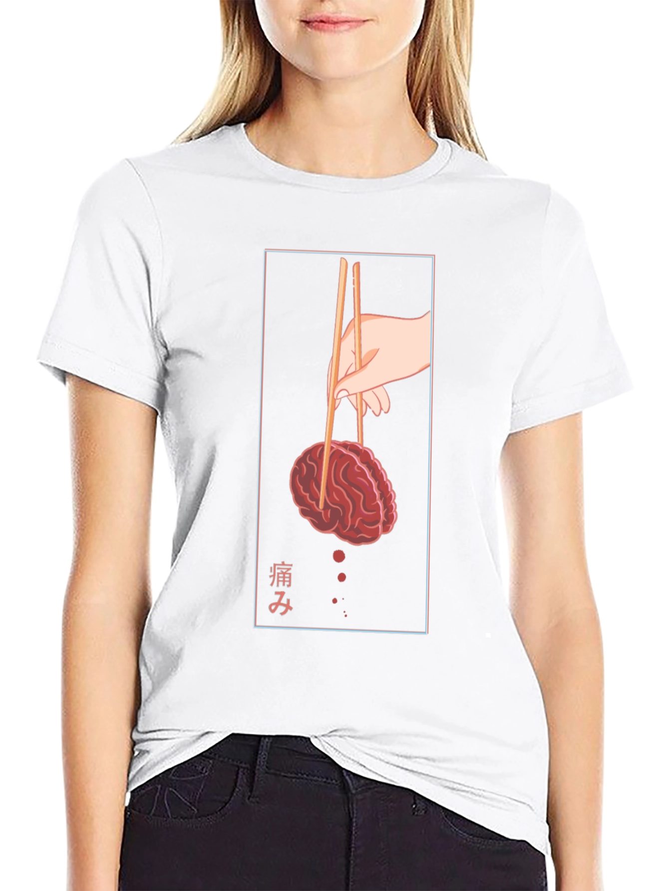 Brain Chopsticks Graphic Tee - Unique Design