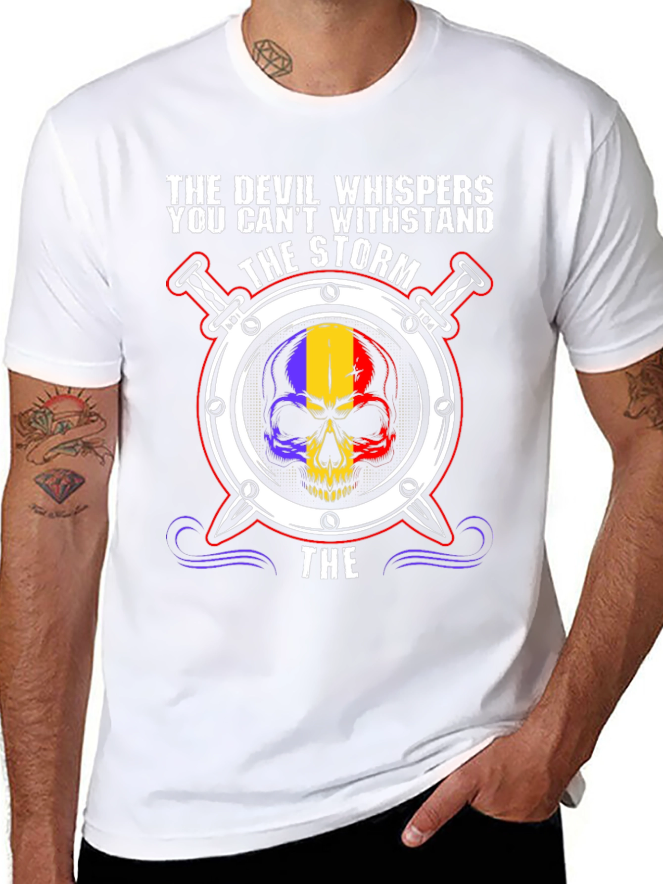 Devil Storm Graphic Tee - Bold Skull Design
