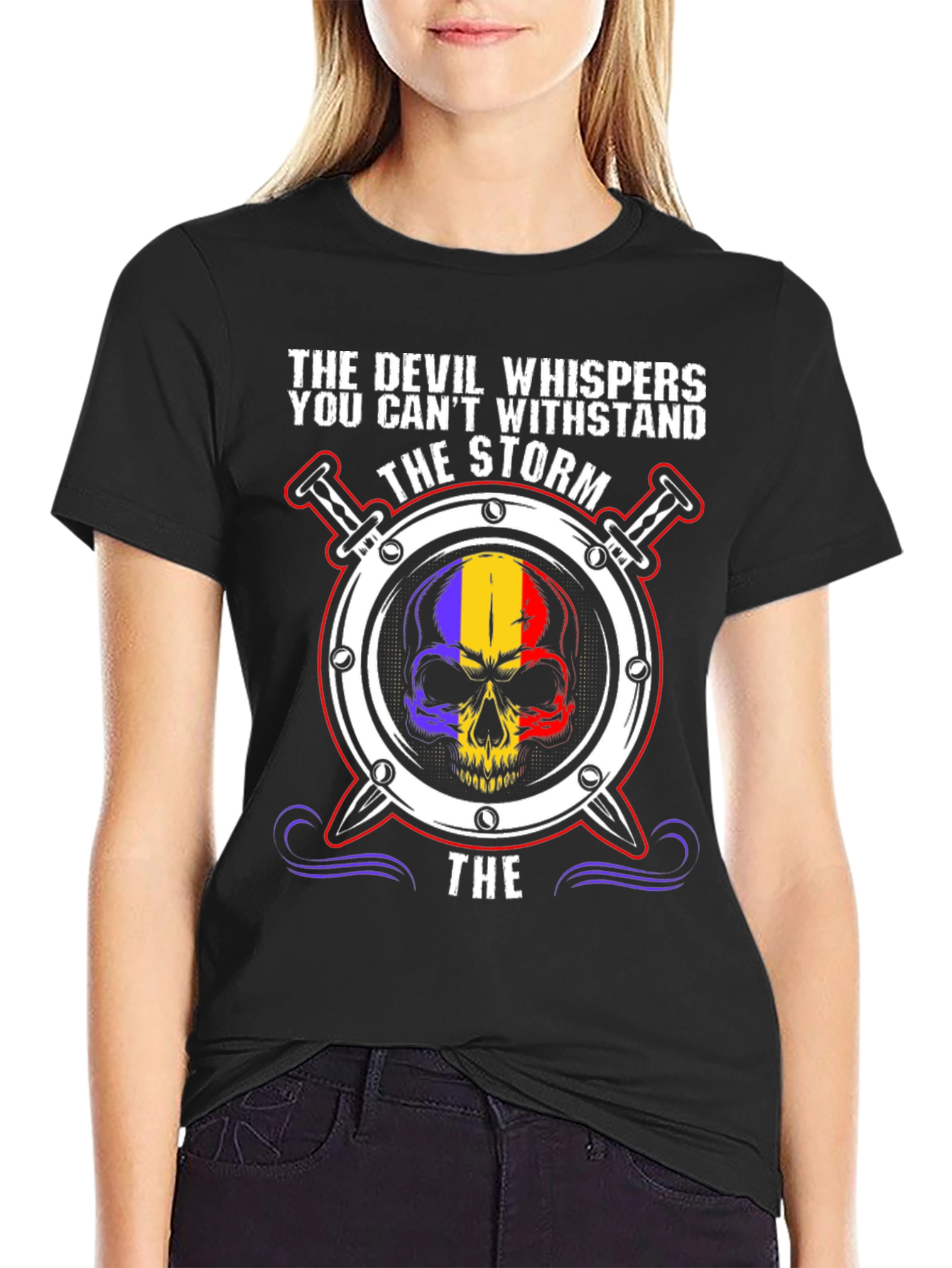 Devil Storm Graphic Tee - Bold Skull Design