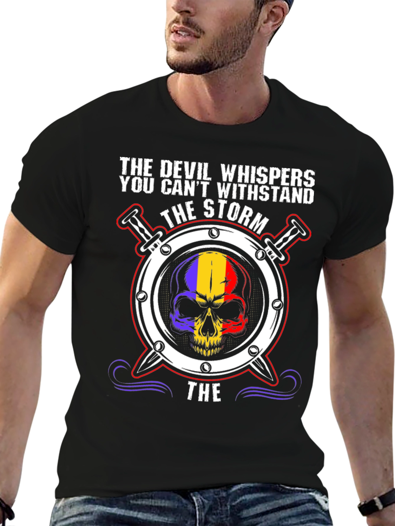 Devil Storm Graphic Tee - Bold Skull Design