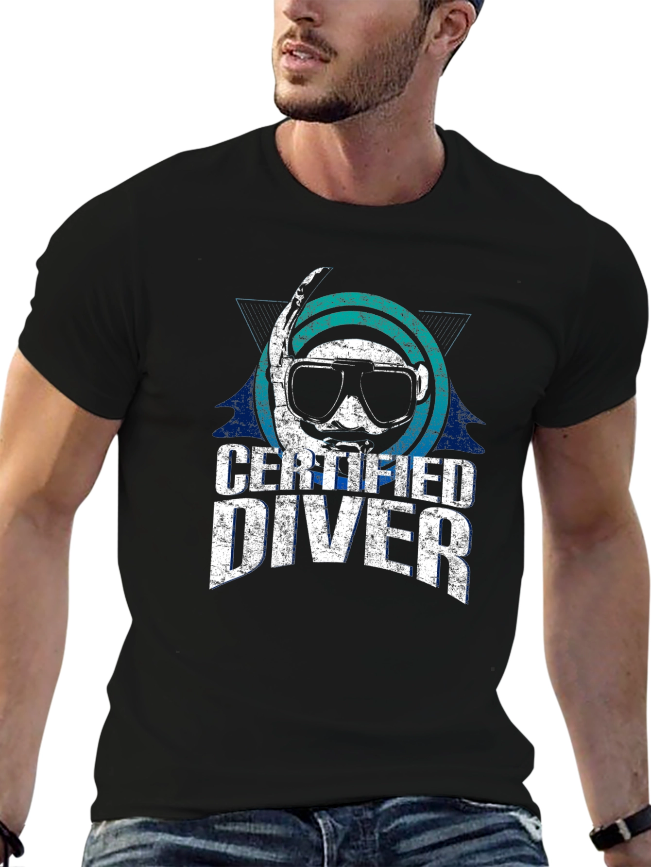 Certified Diver Graphic T-Shirt - Black