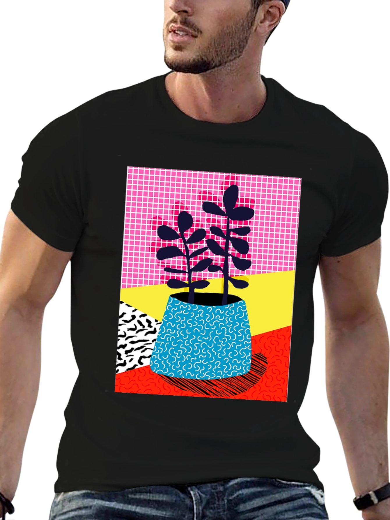Vibrant Plant Graphic Tee - Unique 80s Style