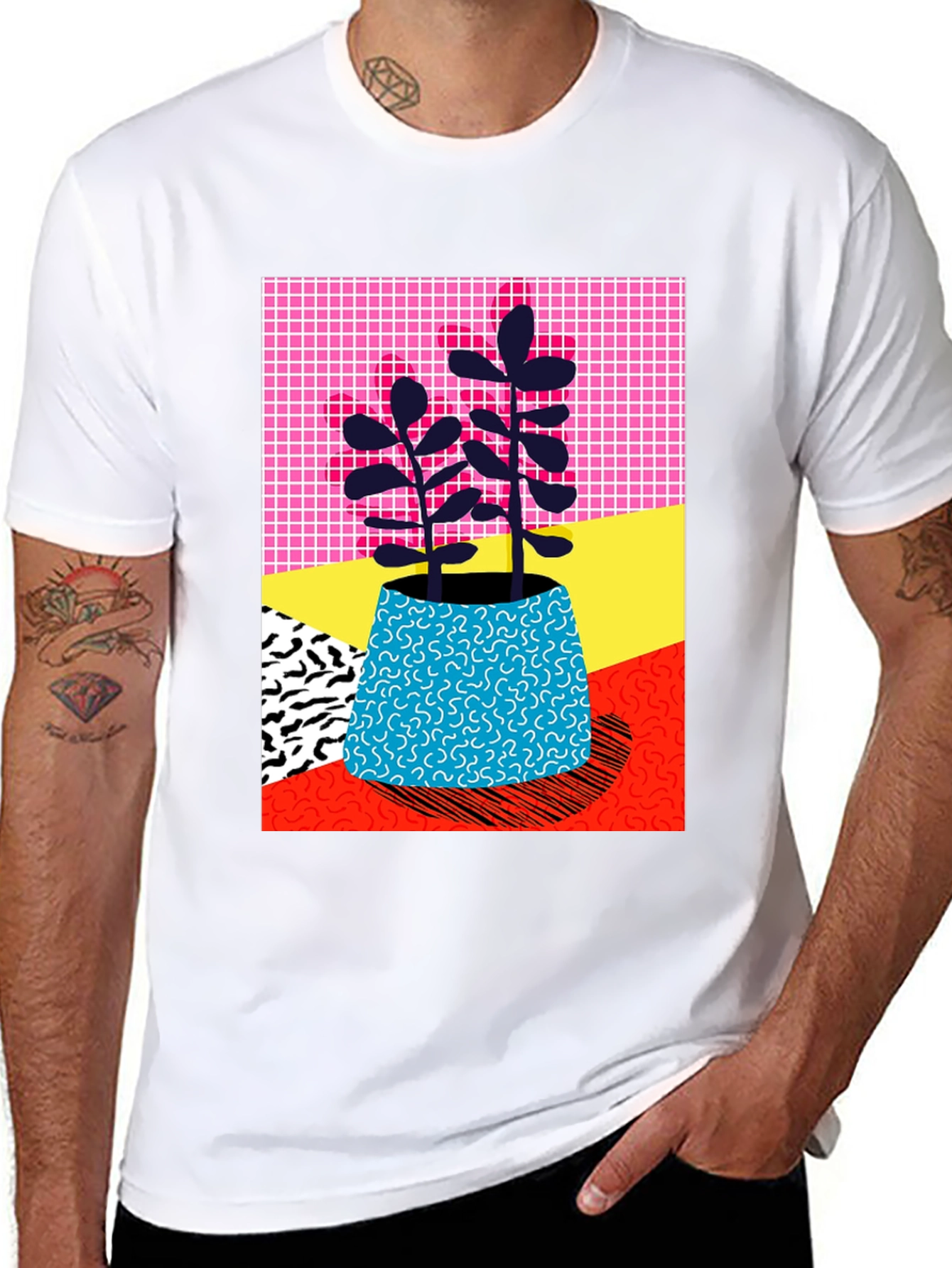 Vibrant Plant Graphic Tee - Unique 80s Style