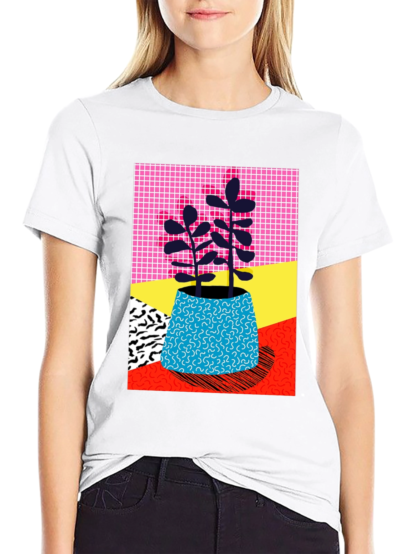 Vibrant Plant Graphic Tee - Unique 80s Style