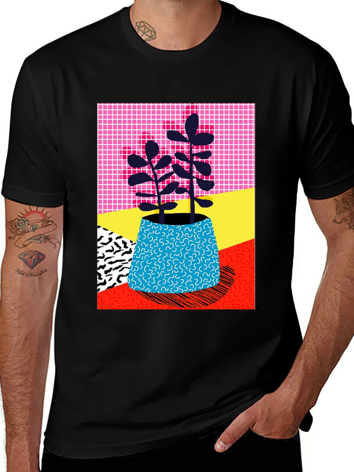 Vibrant Plant Graphic Tee - Unique 80s Style