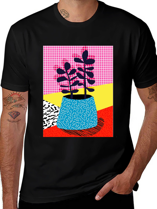 Vibrant Plant Graphic Tee - Unique 80s Style