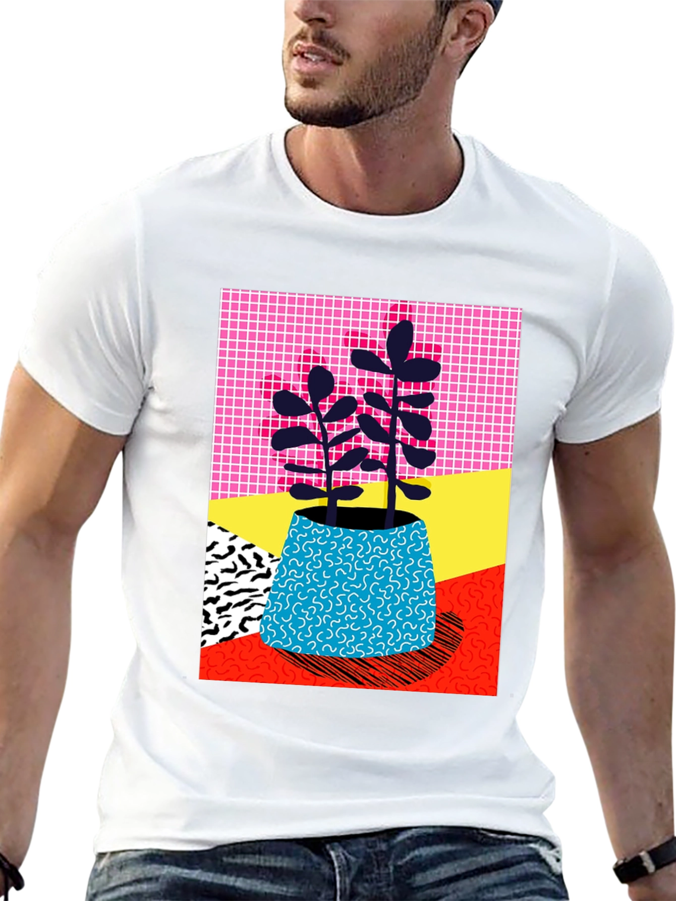 Vibrant Plant Graphic Tee - Unique 80s Style