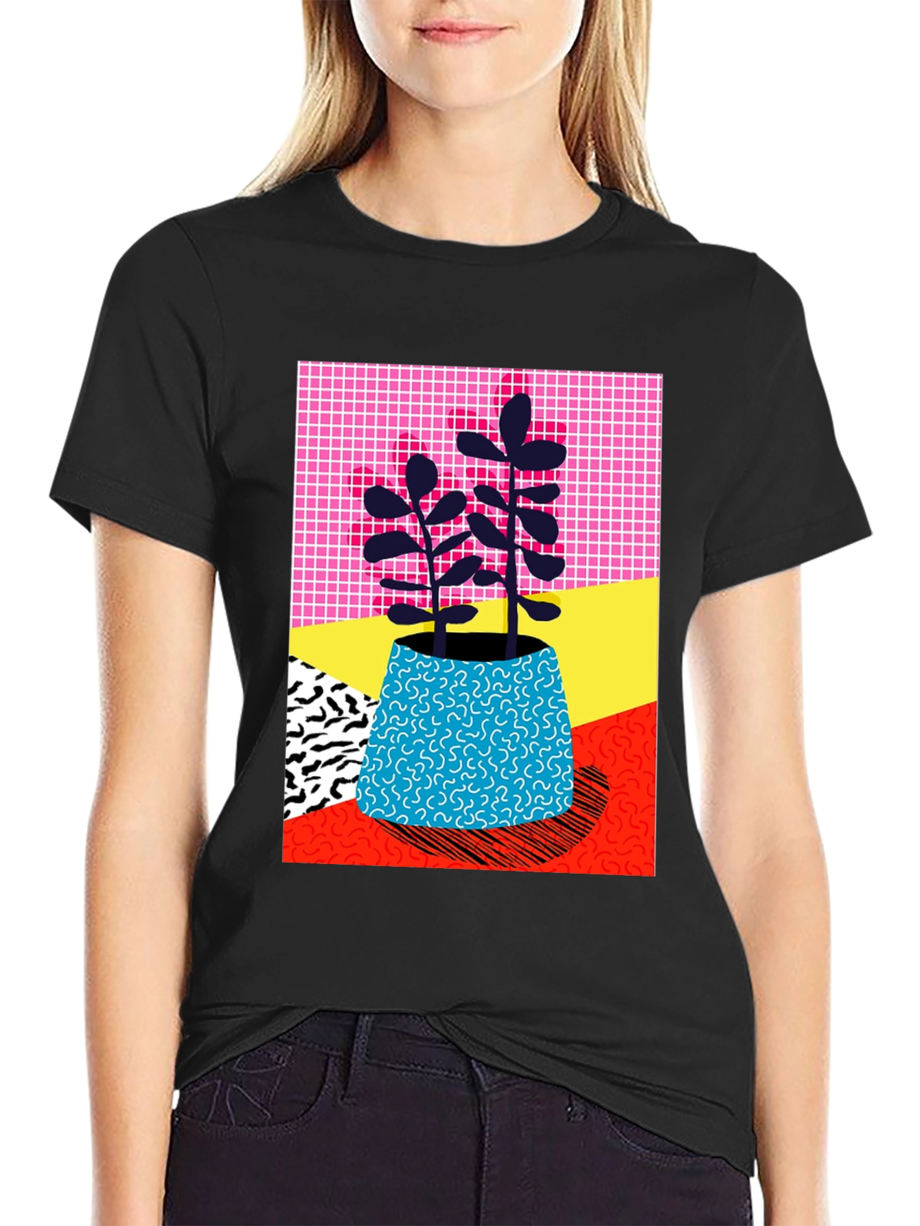 Vibrant Plant Graphic Tee - Unique 80s Style