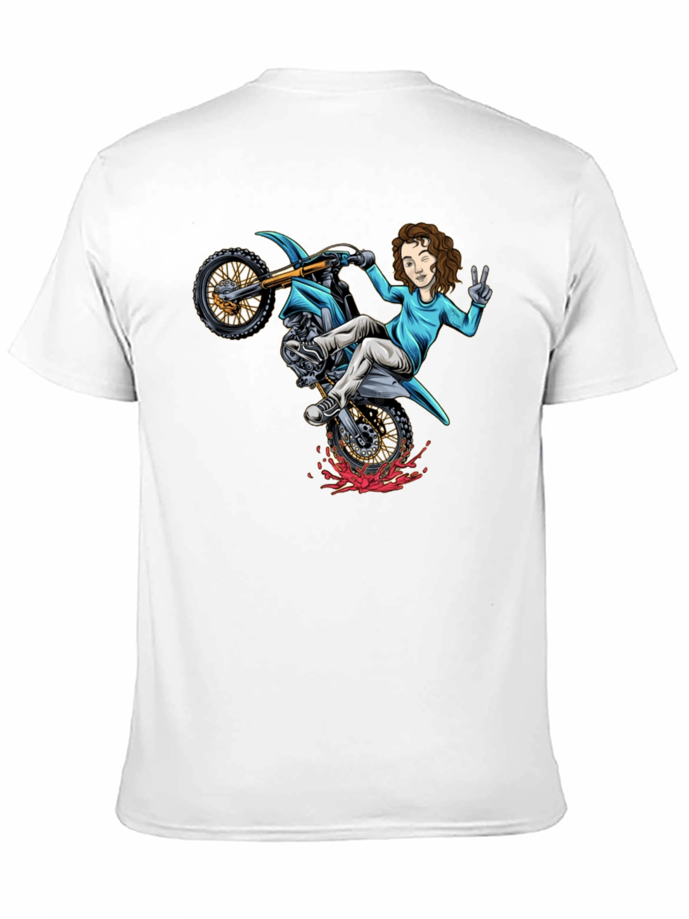 Motorcycle Girl Graphic Tee - Black Cotton Shirt