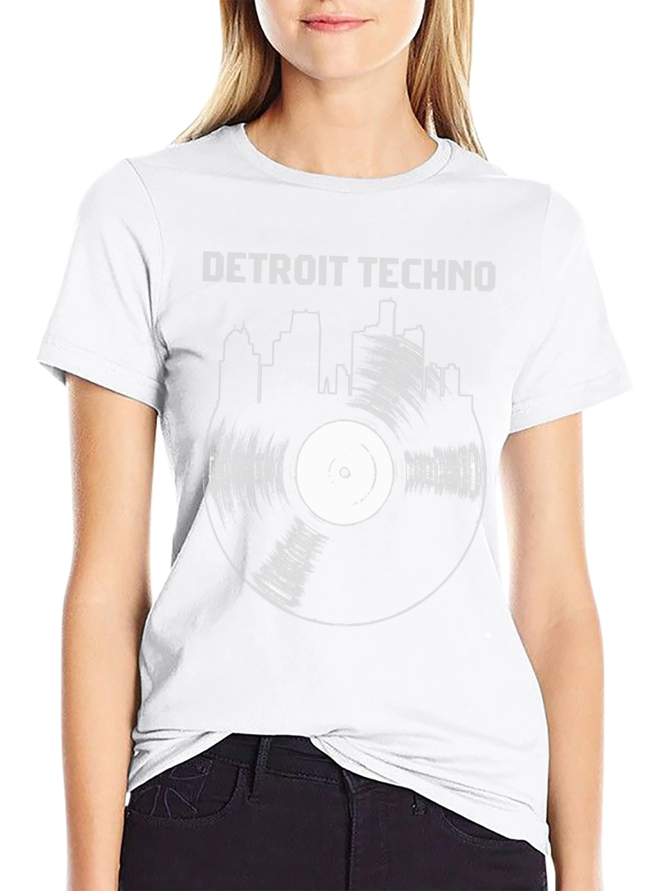Detroit Techno Vinyl Record Skyline T-Shirt