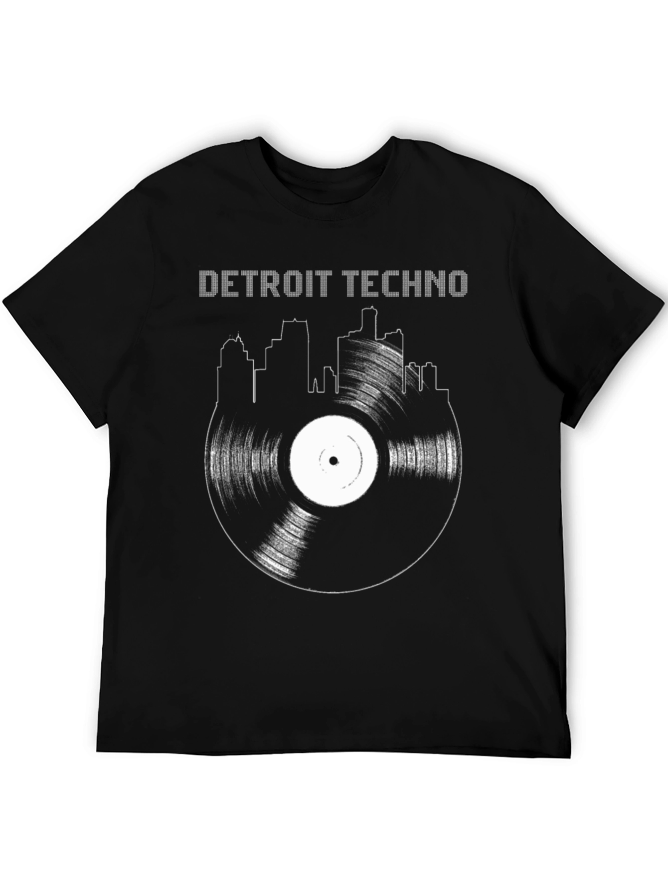 Detroit Techno Vinyl Record Skyline T-Shirt