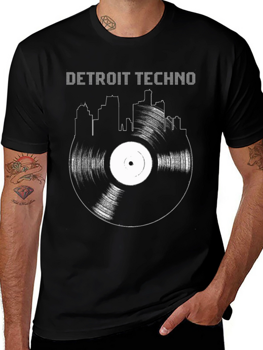 Detroit Techno Vinyl Record Skyline T-Shirt