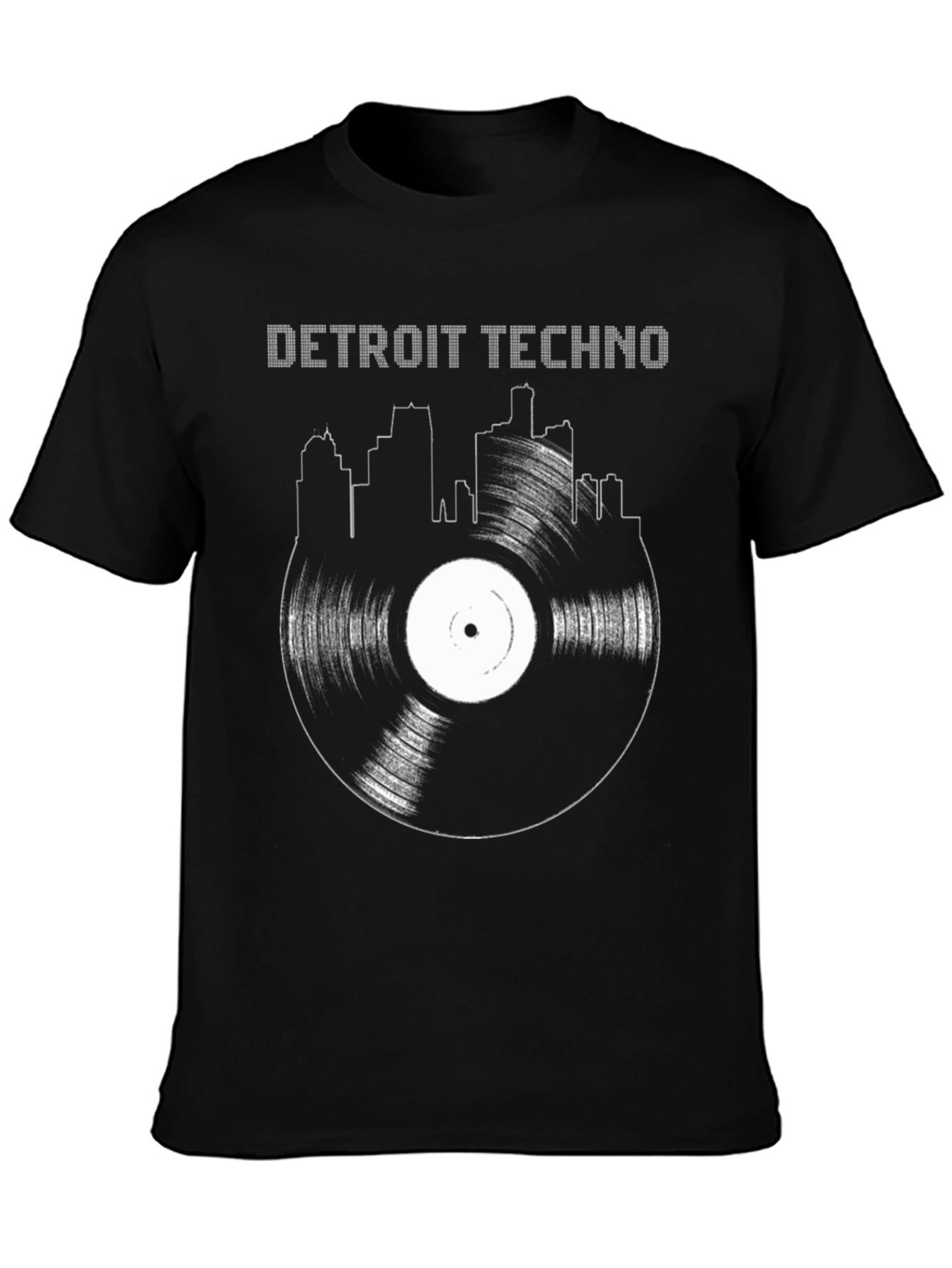 Detroit Techno Vinyl Record Skyline T-Shirt
