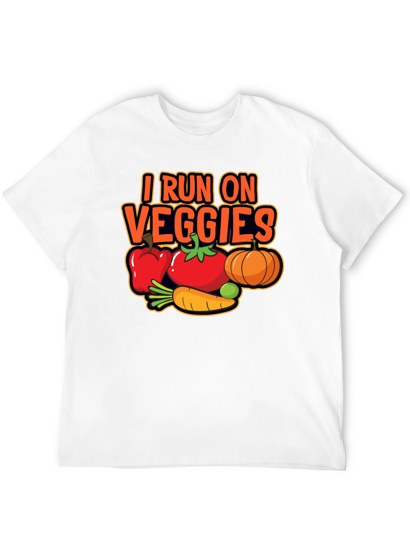 I Run on Veggies T-Shirt - Black Casual Tee
