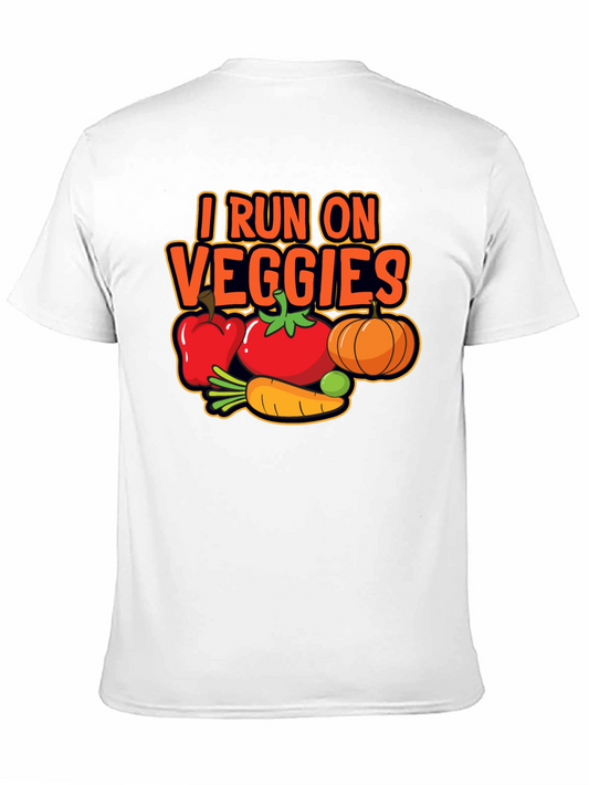 I Run on Veggies T-Shirt - Black Casual Tee