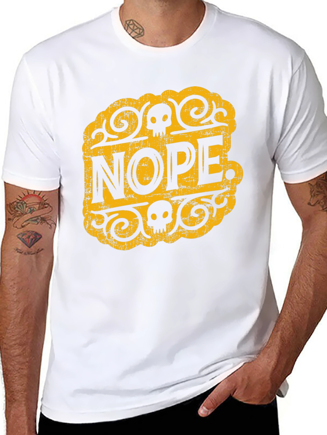 Nope Skull Graphic Tee - Black Cotton T-Shirt