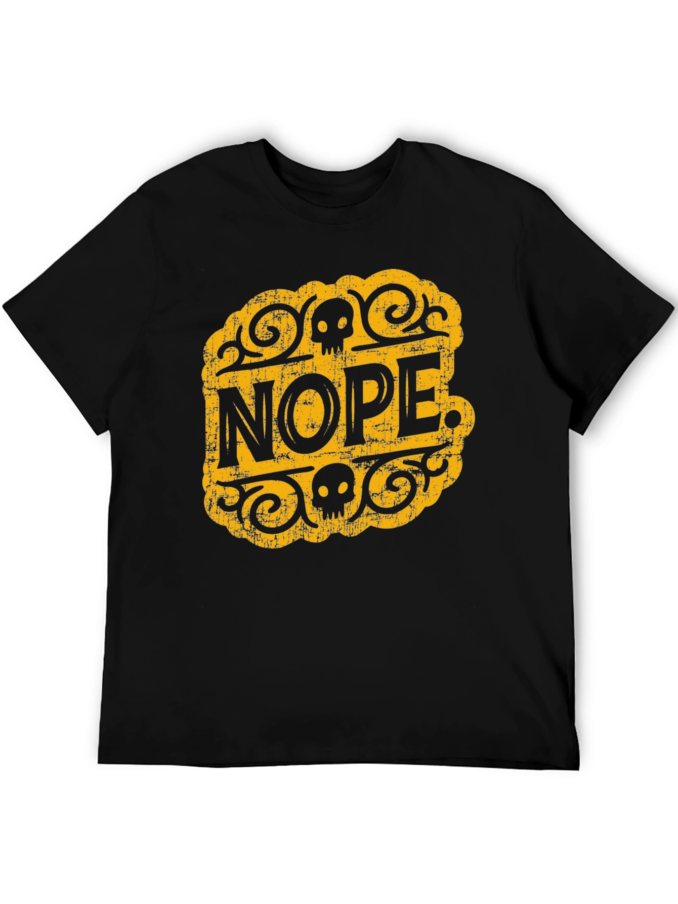 Nope Skull Graphic Tee - Black Cotton T-Shirt