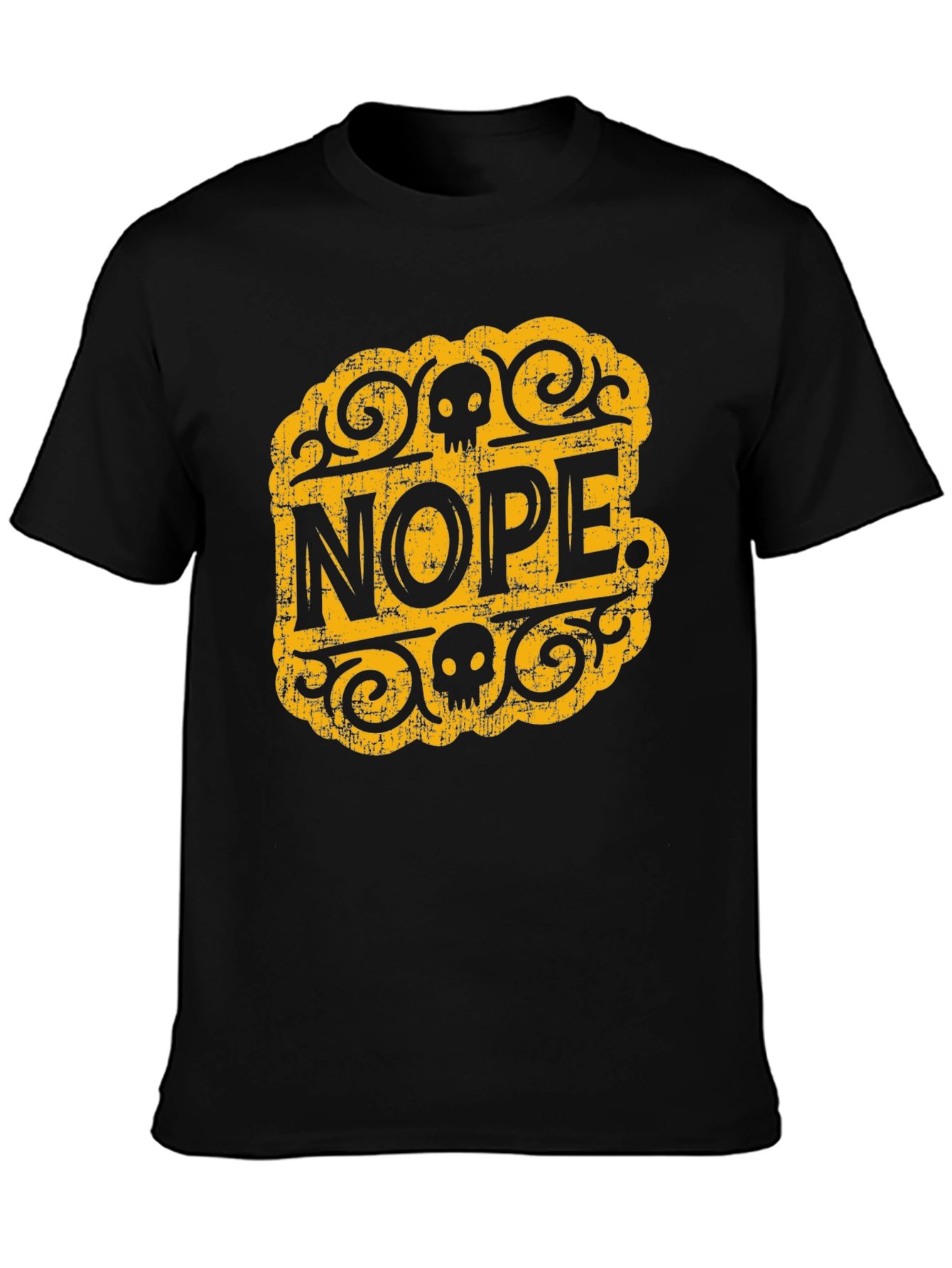 Nope Skull Graphic Tee - Black Cotton T-Shirt