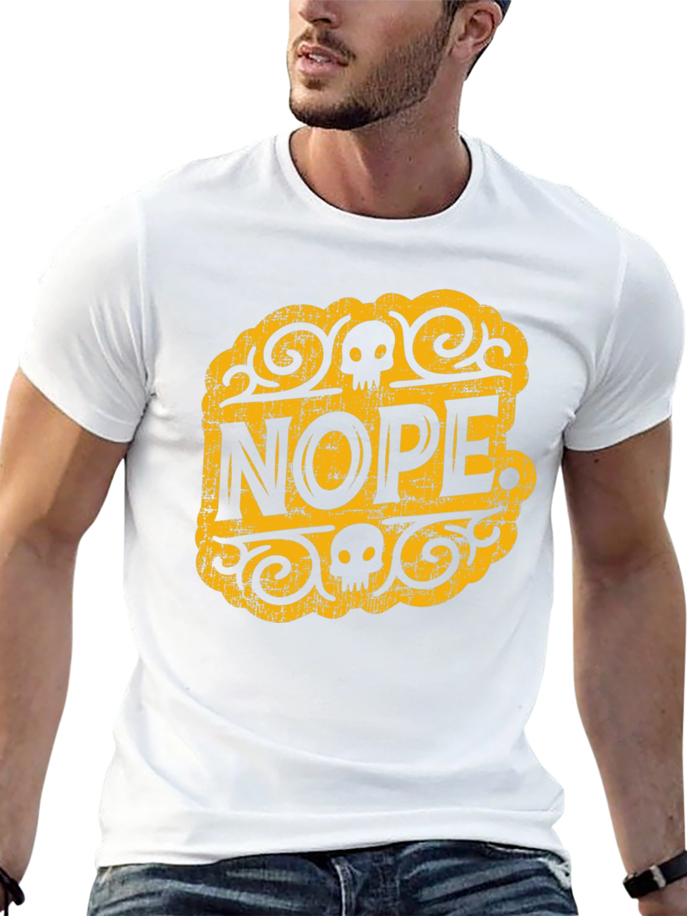 Nope Skull Graphic Tee - Black Cotton T-Shirt