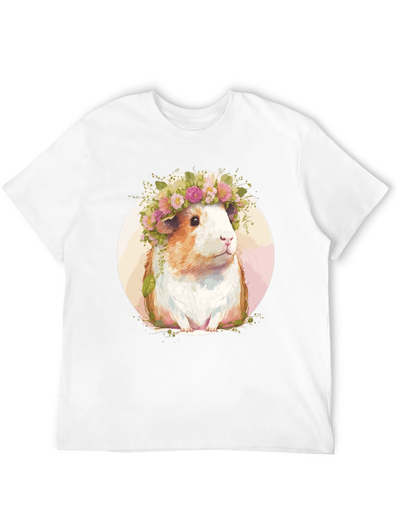 Guinea Pig Floral Crown Black T-Shirt